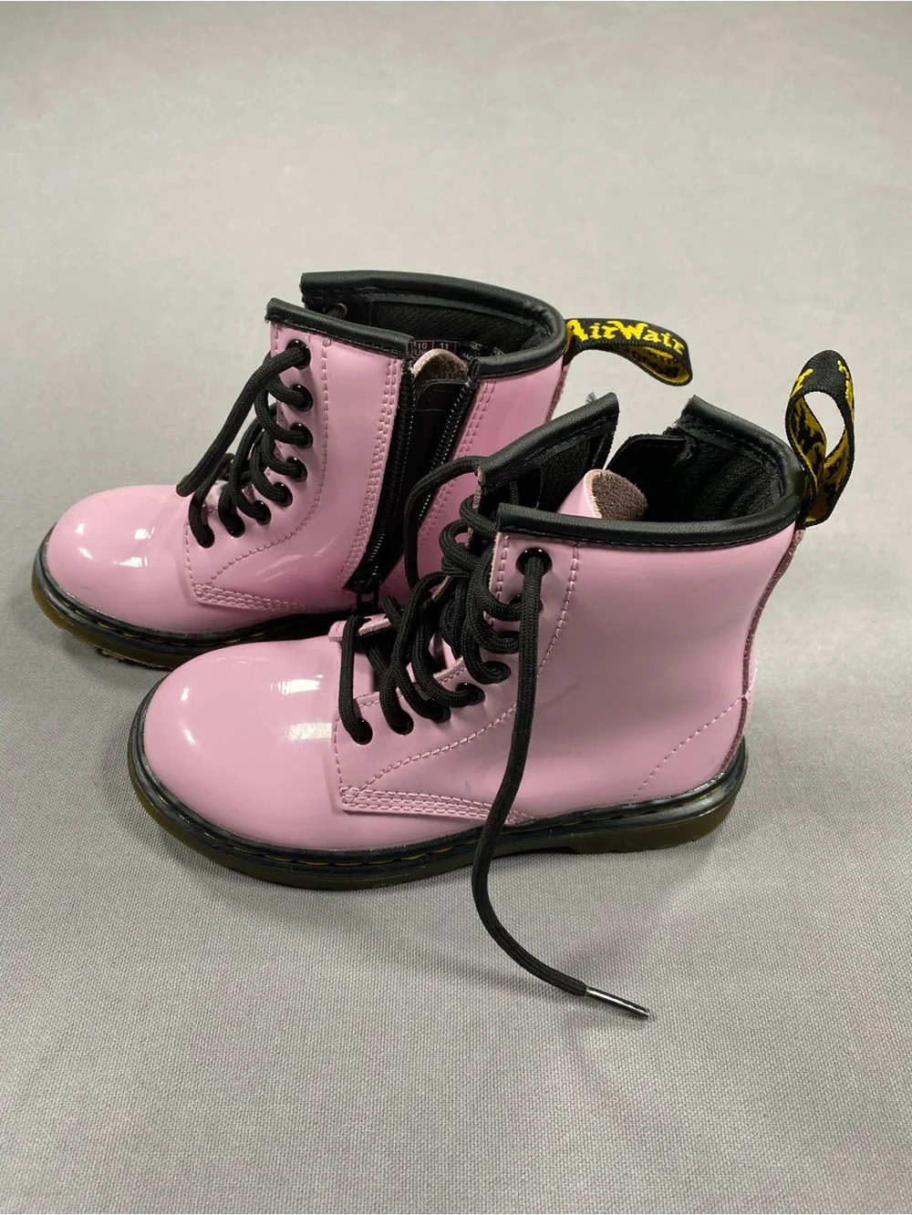 Dr. Martens Pink Air Wair Lace-Up Kids Boots with Black Trim